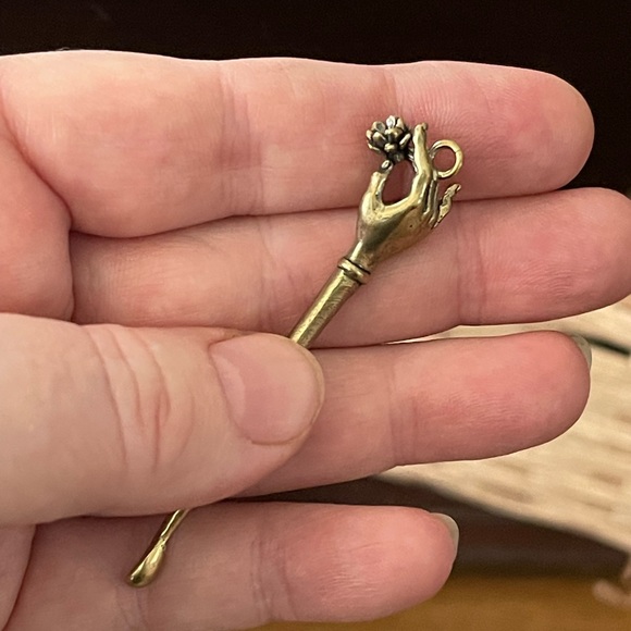 Vintage brass snuff spoon - Picture 2 of 6